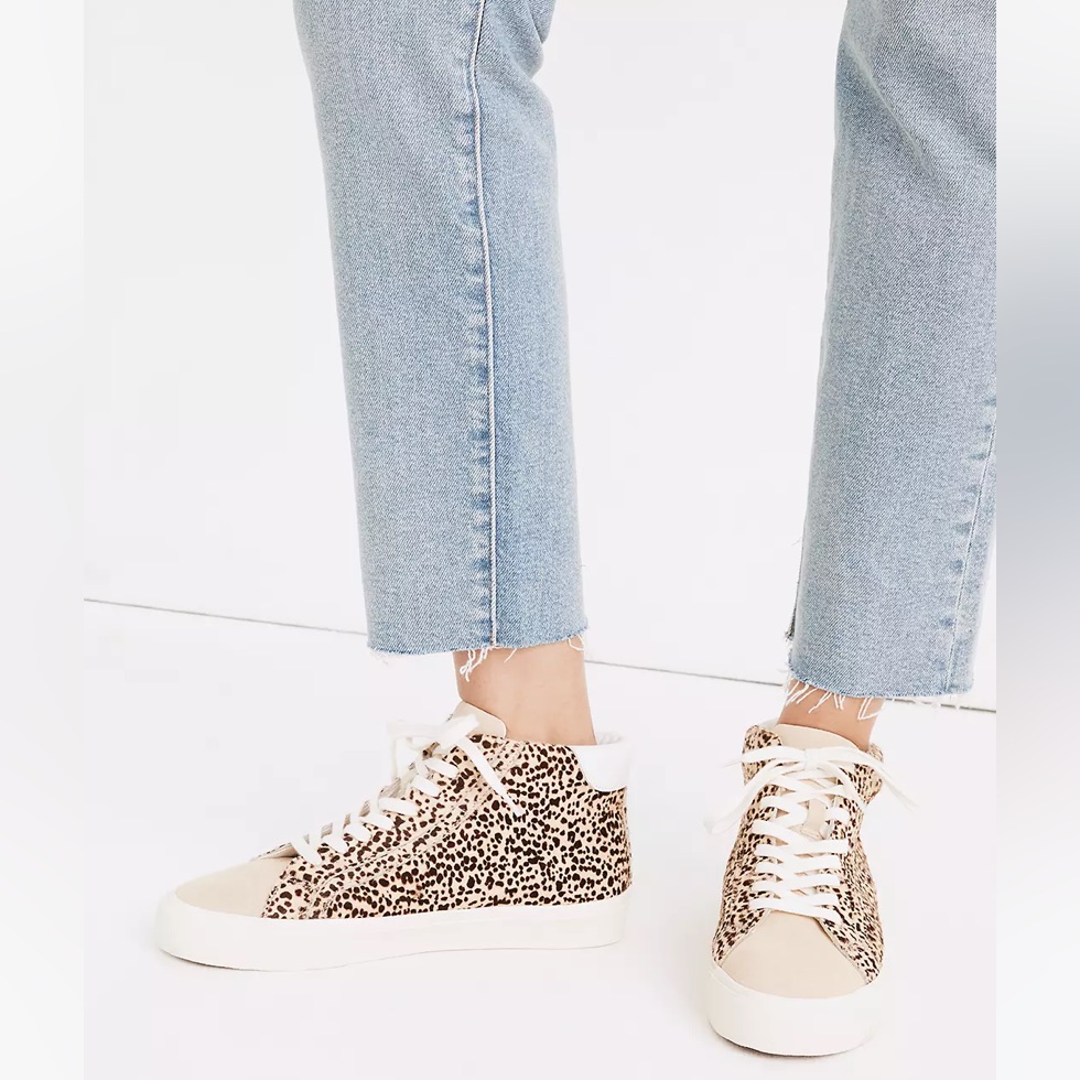 Madewell Ladies Size 6 High Top Spotted Calf Hair Shoes